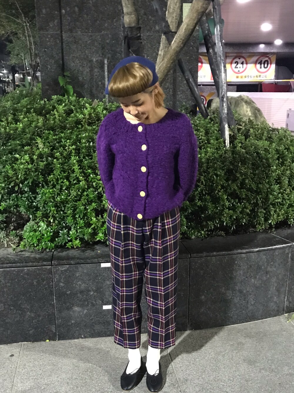 「ahcuhcumのアイテム（ハンチング/ベレー帽、ブルー系）」を使った、布魯斯さん（レディース・158cm）の秋コーディネートの1枚目の写真