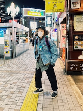 「WOOLRICH（ウールリッチ）のアイテム（ダウンベスト）」を使った、脳汁さん（メンズ・178cm）の春コーディネート
