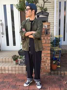「チャックテイラー」｜「アイテム（サロペット/オーバーオール）」を使った、k2106さん（メンズ・175cm）の秋コーディネート