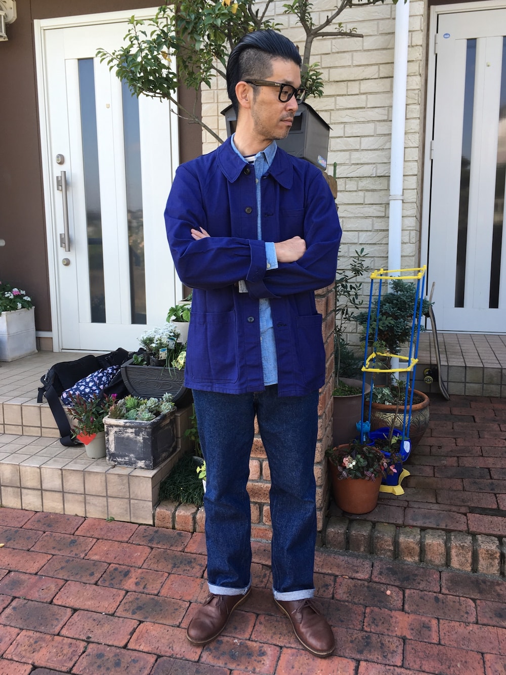 SAINT JAMESのカバーオールを使ったメンズ人気ファッション