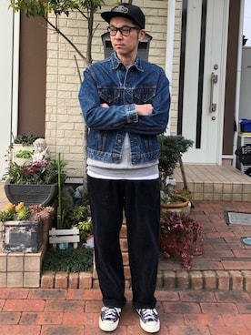 「アイテム（メガネ）」を使った、k2106さん（メンズ・175cm）の冬コーディネート