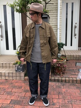 「バスクシャツ」｜「アイテム（スリッポン）」を使った、k2106さん（メンズ・175cm）の春コーディネート