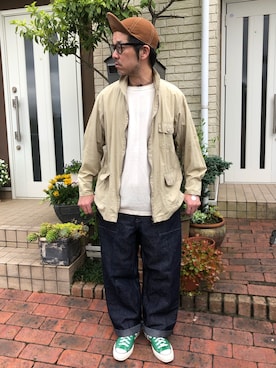 「POST O'ALLS（ポストオーバーオールズ）のアイテム（ジャケット/アウター）」を使った、k2106さん（メンズ・175cm）の春コーディネート