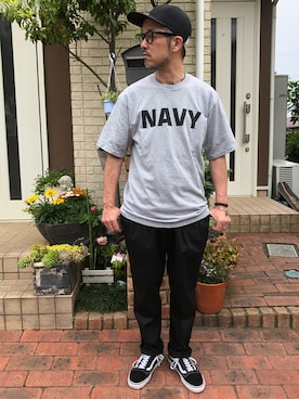 「SOFFE（ソフィー）のアイテム（Tシャツ/カットソー）」を使った、k2106さん（メンズ・175cm）の春コーディネート