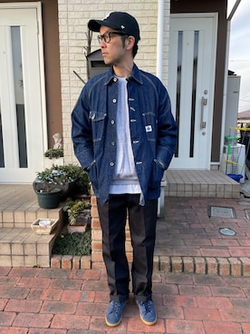 「POST O'ALLS（ポストオーバーオールズ）のアイテム（ジャケット/アウター）」を使った、k2106さん（メンズ・175cm）の冬コーディネート