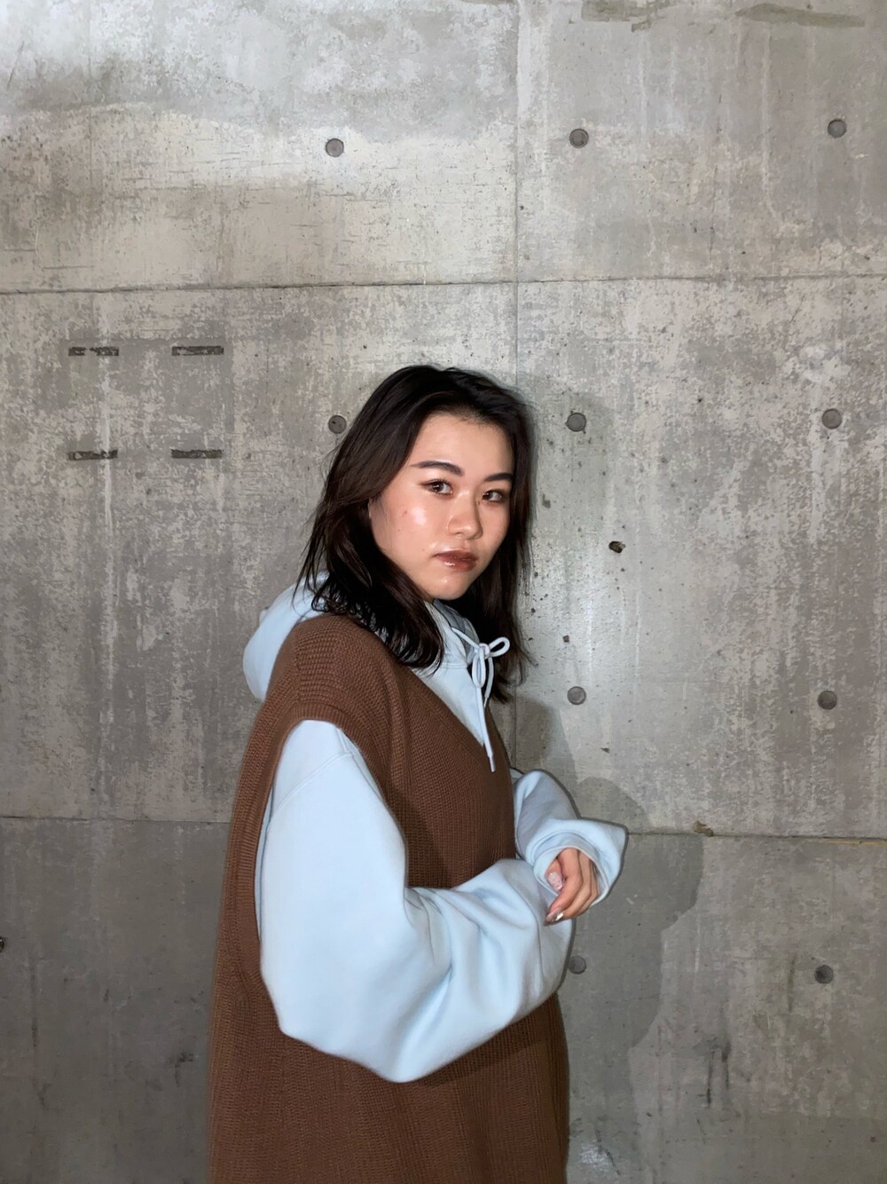 パーカー（ブルー系）を使った「ニットベスト」のレディース人気  