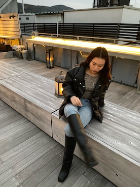 「大学生コーデ」｜「アイテム（ダウンジャケット/コート）」を使った、NANAKOさん（レディース・158cm）の秋コーディネート