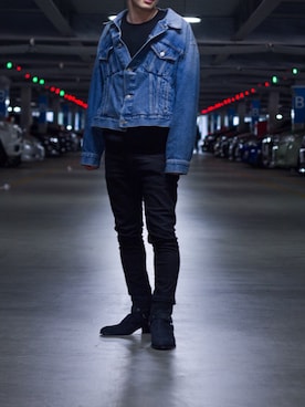 「Saint Laurent」｜「アイテム（デニムジャケット）」を使った、xiuさん（メンズ・162cm）の春コーディネート