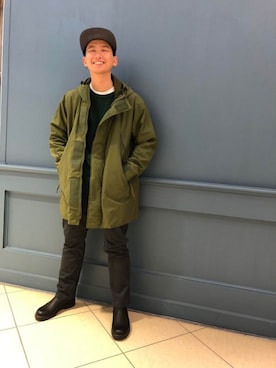 「ストリート服が好き」｜「アイテム（ダウンジャケット/コート）」を使った、わくたさん（メンズ・177cm）の秋コーディネート