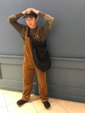 「MANASTASH（マナスタッシュ）のアイテム（オールインワン・サロペット）」を使った、わくたさん（メンズ・177cm）の秋コーディネート