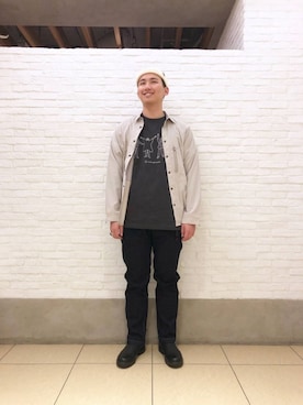 「and wander（アンドワンダー）のアイテム（トップス）」を使った、わくたさん（メンズ・177cm）の冬コーディネート