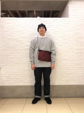 「CHUMS（チャムス）のアイテム（スウェット）」を使った、わくたさん（メンズ・177cm）の冬コーディネート