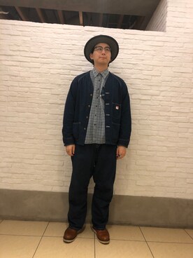 「CAL O LINE（キャルオーライン）のアイテム（デニムジャケット）」を使った、わくたさん（メンズ・177cm）の冬コーディネート
