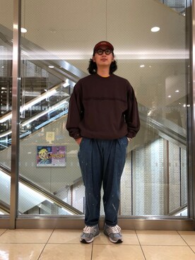 「meanswhile（ミーンズワイル）のアイテム（トップス）」を使った、わくたさん（メンズ・177cm）の秋コーディネート