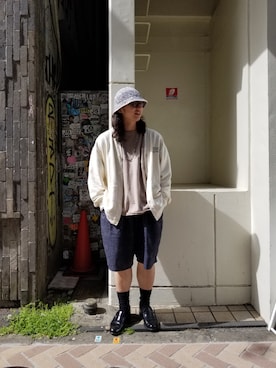 「MANASTASH（マナスタッシュ）のアイテム（カーディガン/ボレロ）」を使った、わくたさん（メンズ・177cm）の春コーディネート