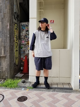 「MANASTASH（マナスタッシュ）のアイテム（キャップ）」を使った、わくたさん（メンズ・177cm）の春コーディネート