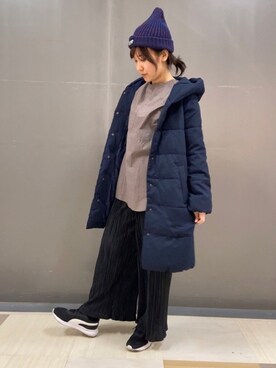 「プリーツ」｜「アイテム（ブルゾン）」を使った、へちまさん（レディース・160cm）の冬コーディネート