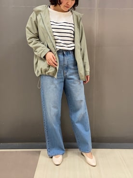 「カーキアウター」｜「アイテム（マウンテンパーカー）」を使った、へちまさん（レディース・160cm）の冬コーディネート