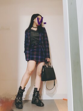 「plaid」｜「アイテム（ブーツ）」を使った、Venus T 🖤さん（レディース・157cm）の秋コーディネート