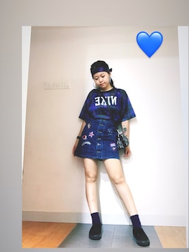 「blue」｜「アイテム（スウェット）」を使った、Venus T 🖤さん（レディース・157cm）の春コーディネート
