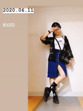 「blue」｜「アイテム（その他アウター）」を使った、Venus T 🖤さん（レディース・157cm）の夏コーディネート