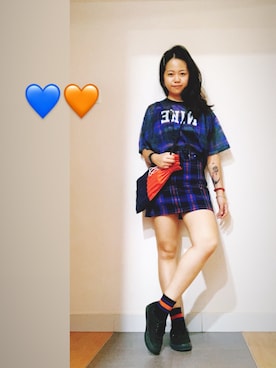 「blue」｜「アイテム（スウェット）」を使った、Venus T 🖤さん（レディース・157cm）の夏コーディネート
