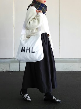 「MHL.」｜「アイテム（モカシン/デッキシューズ）」を使った、yukiさん（レディース・152cm）の冬コーディネート