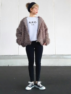 「アイテム（ブルゾン）」を使った、yukiさん（レディース・152cm・30代）の冬コーディネート