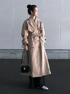 「シルバーシューズ」｜「アイテム（トレンチコート）」を使った、yukiさん（レディース・152cm）の冬コーディネート