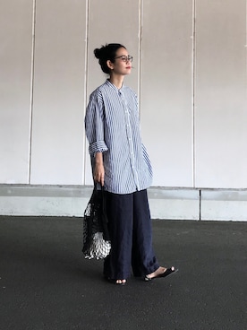 ブロードバンドカラーシャツを使ったレディース人気ファッションコーディネート Wear