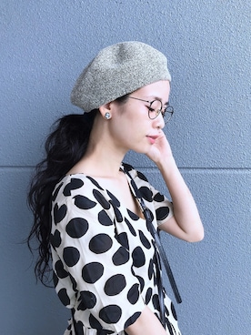 「perkyroom」｜「アイテム（ハンチング/ベレー帽）」を使った、yukiさん（レディース・152cm）の夏コーディネート