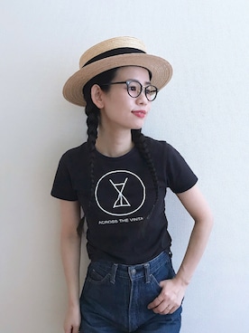 「OVERRIDE（オーバーライド）の【override】OR KANKAN / 【オーバーライド】カンカン帽（ハット）」を使った、yukiさん（レディース・152cm）の夏コーディネート