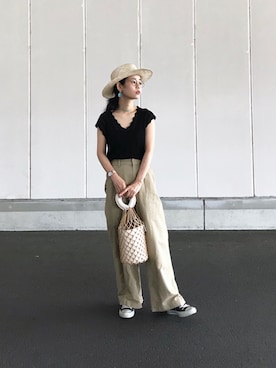 「Noble（ノーブル）のアイテム（帽子）」を使った、yukiさん（レディース・152cm）の夏コーディネート