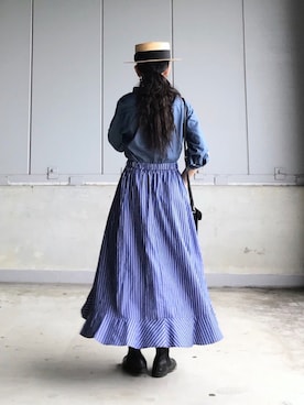 「OVERRIDE（オーバーライド）の【override】OR KANKAN / 【オーバーライド】カンカン帽（ハット）」を使った、yukiさん（レディース・152cm）の秋コーディネート