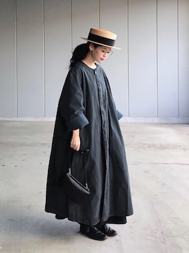 「Aラインコート」｜「アイテム（帽子）」を使った、yukiさん（レディース・152cm）の春コーディネート