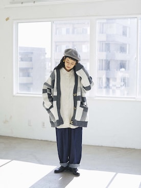 「and R（アンドアール）のアイテム（シャツ/ブラウス）」を使った、yukiさん（レディース・152cm）の冬コーディネート