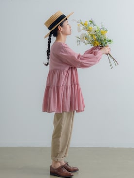 「Libra Cue（リブラ キュー）のアイテム（パンツ）」を使った、yukiさん（レディース・152cm）の春コーディネート