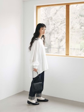 「ロールアップ」｜「アイテム（バレエシューズ）」を使った、yukiさん（レディース・152cm）の春コーディネート