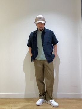 「FRUIT OF THE LOOM（フルーツオブザルーム）のアイテム（キャップ）」を使った、uchiyamadaさん（メンズ・165cm）の春コーディネート