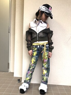 「アイテム（ベスト）」を使った、ももさん（キッズ・126cm）の春コーディネート