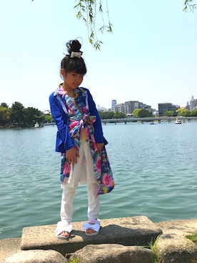 「アイテム（テーラードジャケット）」を使った、ももさん（キッズ・126cm）の春コーディネート