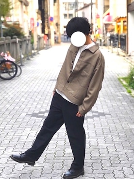 「抜き襟」｜「アイテム（ジャケット/アウター）」を使った、YUYAさん（メンズ・170cm）の春コーディネート