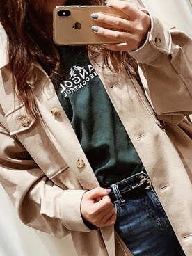 「OZOC（オゾック）のアイテム（ジャケット/アウター）」を使った、ri-manaさん（レディース・154cm）の春コーディネート