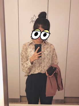 「淘寶 Lenaのアイテム（シャツ/ブラウス、ピンク系）」を使った、Akan さん（レディース・160cm）の冬コーディネート