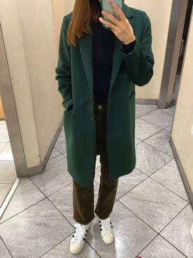 Gu ジーユー のチェスターコート グリーン系 を使ったレディース人気ファッションコーディネート Wear
