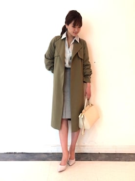 「アイボリー」｜「アイテム（トレンチコート）」を使った、mai＿Andemiuさん（レディース・163cm）の春コーディネート