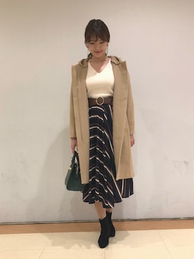 「Andemiu（アンデミュウ）のスタイルセレクト２ＷＡＹコート768894（ダウンジャケット/コート）」を使った、mai＿Andemiuさん（レディース・163cm）の秋コーディネート