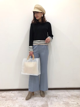 「マリン」｜「アイテム（スラックス）」を使った、mai＿Andemiuさん（レディース・163cm）の春コーディネート