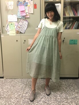「flower」｜「アイテム（チュニック）」を使った、袁yuanさん（レディース・163cm）の夏コーディネート