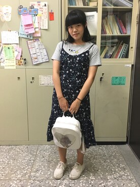 「flower」｜「アイテム（チュニック）」を使った、袁yuanさん（レディース・163cm）の夏コーディネート